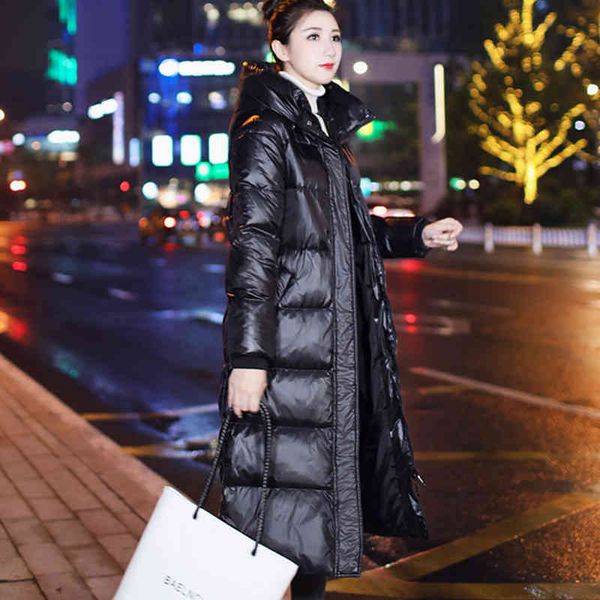 women's parkas down ladies jacket bright face 2021 korean version medium long knee thickened warm hooded white duck, Black
women's parkas down ladies jacket bright face 2021 korean version medium long knee thickened warm hooded white duck, Black