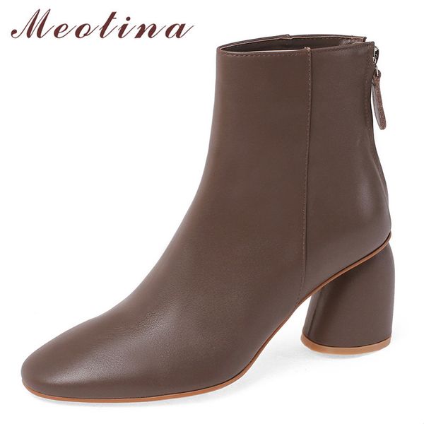 women short boots shoes genuine leather high heel ankle zipper block heels female autumn winter brown 40 210517, Black
women short boots shoes genuine leather high heel ankle zipper block heels female autumn winter brown 40 210517, Black