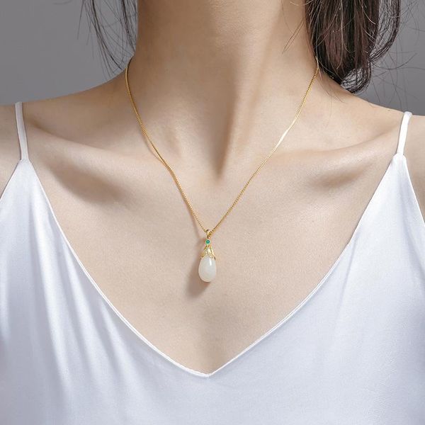 pendant necklaces s925 pure silver inlaid natural hetian jade necklace female water drop safety clasp simple temperament versatile clavic
pendant necklaces s925 pure silver inlaid natural hetian jade necklace female water drop safety clasp simple temperament versatile clavic