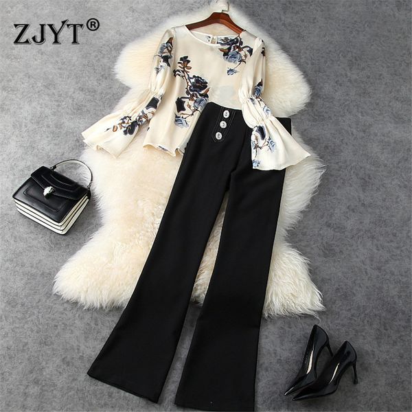 women's two piece pants spring lady office designers two pieces ladies suit sleeves enlarge print shirt and high waist pants set tdiu, White
women's two piece pants spring lady office designers two pieces ladies suit sleeves enlarge print shirt and high waist pants set tdiu, White