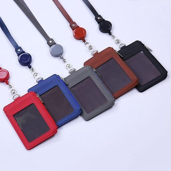 card holders pure color high-end simple retractable badge lanyard work name business sleeve pu leather bus id pocket wallet, Brown;gray
card holders pure color high-end simple retractable badge lanyard work name business sleeve pu leather bus id pocket wallet, Brown;gray