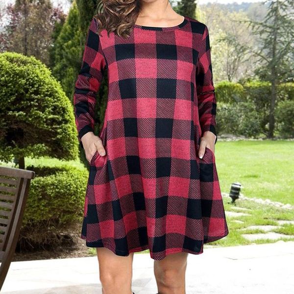 casual dresses women's vintage loose dress plaid lattice printed o-neck long sleeve mini with pockets vestido de mujer, Black;gray
casual dresses women's vintage loose dress plaid lattice printed o-neck long sleeve mini with pockets vestido de mujer, Black;gray