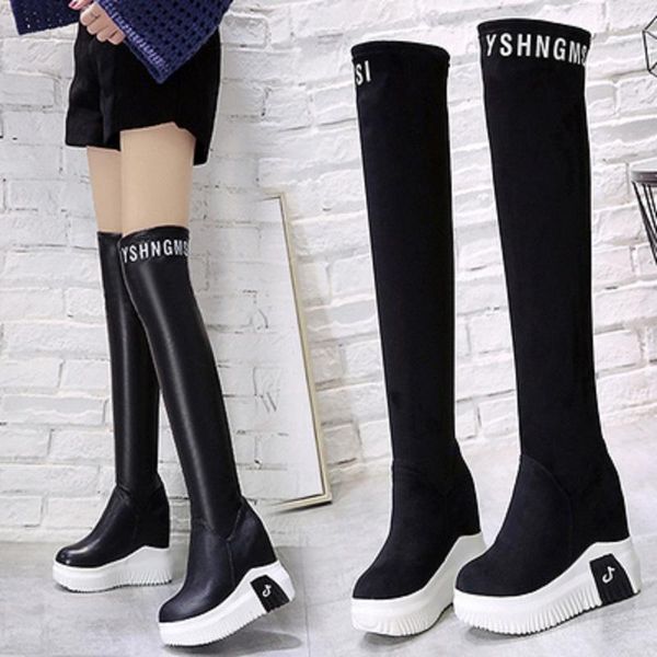 boots autumn and winter plus cashmere stretch socks over the knee increased thin thick bottoms, Black
boots autumn and winter plus cashmere stretch socks over the knee increased thin thick bottoms, Black