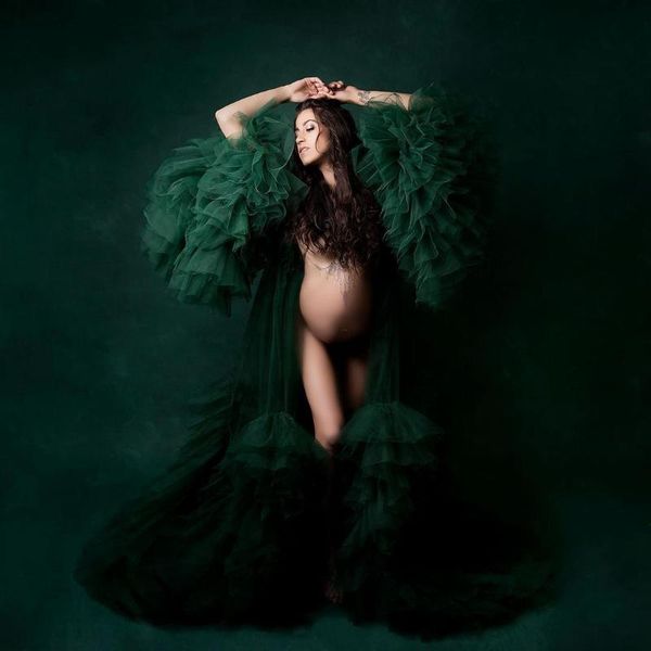 fashion dark green tulle tiered ruffles long women robe to pograpgy puffy draped sleeves maternity dress baby shower casual dresses, Black;gray
fashion dark green tulle tiered ruffles long women robe to pograpgy puffy draped sleeves maternity dress baby shower casual dresses, Black;gray
