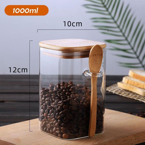 storage bottles & jars clear glass canister with bamboo spoon square shape easy to hand sealed container durable convenient for home ef
storage bottles & jars clear glass canister with bamboo spoon square shape easy to hand sealed container durable convenient for home ef