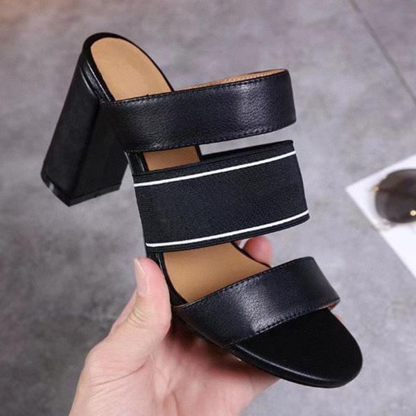summer slippers women round open toe leather slides mujer high heels mules custom fashion sandals female, Black
summer slippers women round open toe leather slides mujer high heels mules custom fashion sandals female, Black