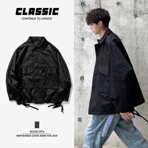 men's jackets jacket 2021 spring and summer pocket drawstring hip hop loose young personality fashion trend, Black;brown
men's jackets jacket 2021 spring and summer pocket drawstring hip hop loose young personality fashion trend, Black;brown