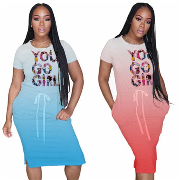 women gradient panelled dresses designer female short sleeve letter pattern long skirts fashion trend round neck loose casual dress, Black;gray
women gradient panelled dresses designer female short sleeve letter pattern long skirts fashion trend round neck loose casual dress, Black;gray