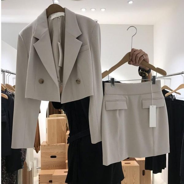 two piece dress women's 2021 spring korean loose temperament slim short blazers coat mini skirt sets matching outfits autumn, White
two piece dress women's 2021 spring korean loose temperament slim short blazers coat mini skirt sets matching outfits autumn, White