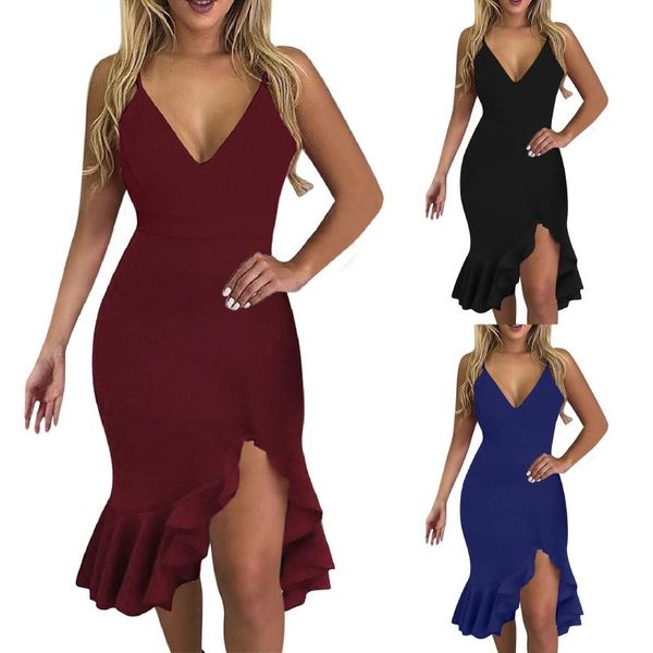 casual dresses summer v-neck sling dress sleeveless solid color ruffled loose fit with slits vestido de las señoras#y5, Black;gray
casual dresses summer v-neck sling dress sleeveless solid color ruffled loose fit with slits vestido de las señoras#y5, Black;gray