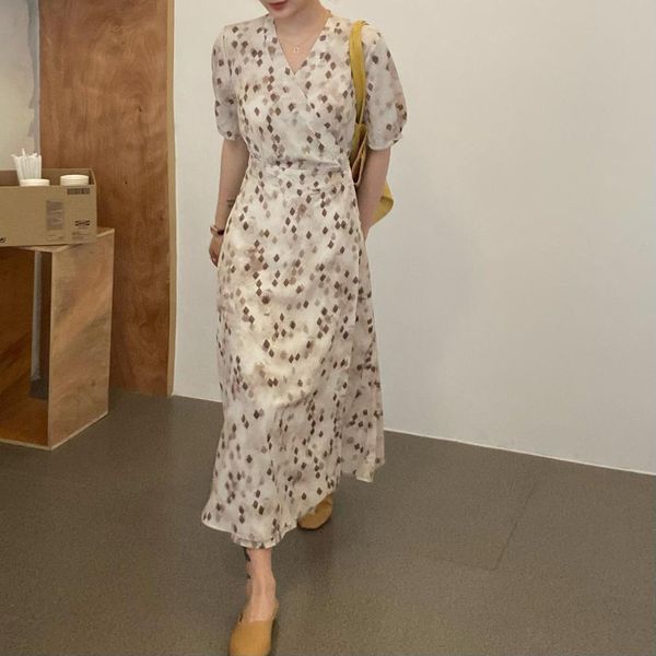 women's elegant summer dress retro printed v-neck bandage waist robe dresses 210515, Black;gray
women's elegant summer dress retro printed v-neck bandage waist robe dresses 210515, Black;gray