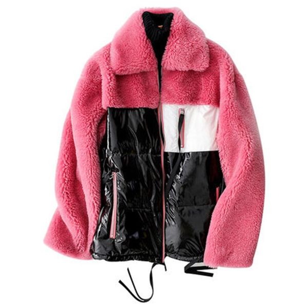 women's fur & faux real coat women winter colorful short wool jaclet female patchwork duck down jackets warm sheep shearing outercoat l, Black
women's fur & faux real coat women winter colorful short wool jaclet female patchwork duck down jackets warm sheep shearing outercoat l, Black