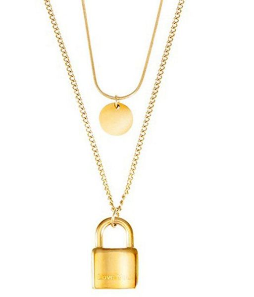 pendant necklaces 316l stainless steel disc small lock english letter love double necklace fashion retro temperament no fade, Silver
pendant necklaces 316l stainless steel disc small lock english letter love double necklace fashion retro temperament no fade, Silver