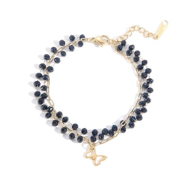 link, chain exclusive design faceted black crystal beads plating unfading gold stainless steel butterfly pendant bracelet
link, chain exclusive design faceted black crystal beads plating unfading gold stainless steel butterfly pendant bracelet