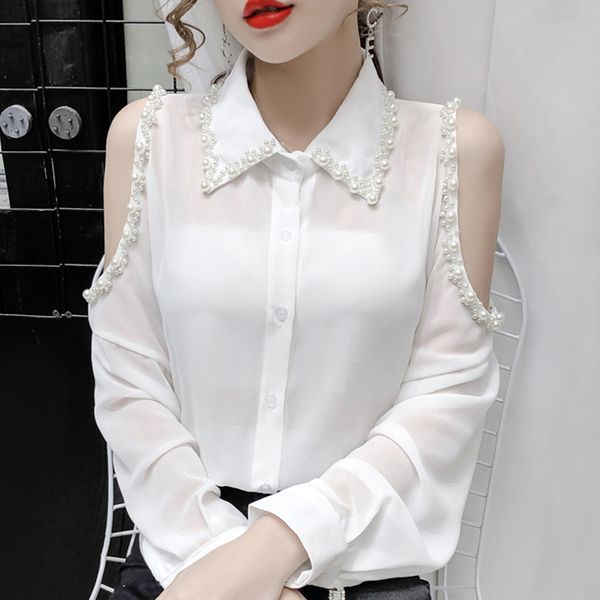 long sleeve beading chiffon blouse shirt off shoulder blusa blouse women blusas mujer de moda women clothing d956 210426, White
long sleeve beading chiffon blouse shirt off shoulder blusa blouse women blusas mujer de moda women clothing d956 210426, White