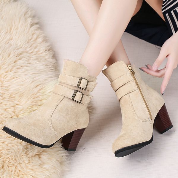 2021 new ankle boots for women boots flock buckle zipper short square high heels winter boots women shoes woman 1, Black
2021 new ankle boots for women boots flock buckle zipper short square high heels winter boots women shoes woman 1, Black