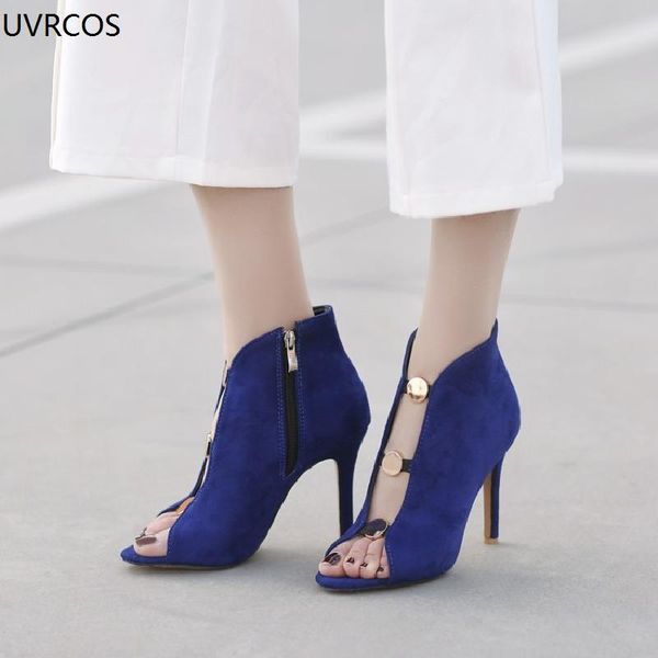 dress shoes summer sandals female european-american style fish mouth open toe suede high heel solid color metal buckle, Black
dress shoes summer sandals female european-american style fish mouth open toe suede high heel solid color metal buckle, Black