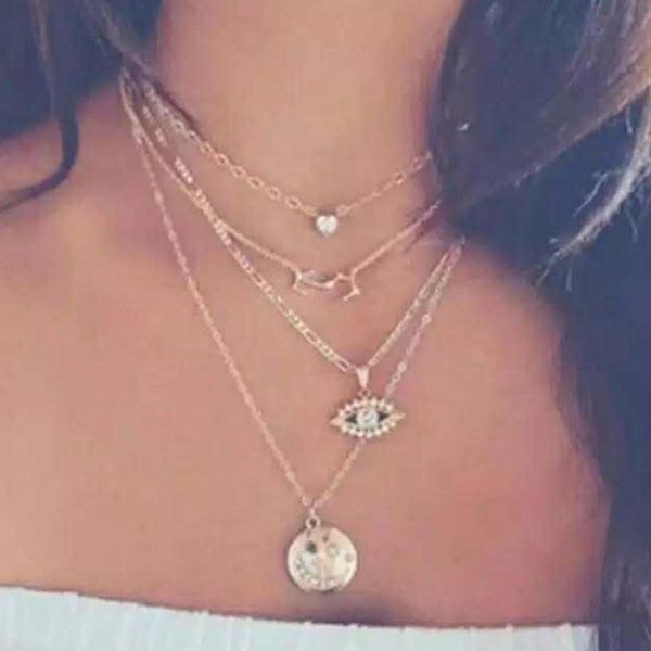 pendant necklaces w408 limeng jewelry european and american fashion multi-layer metal necklace personality star gift for women, Silver
pendant necklaces w408 limeng jewelry european and american fashion multi-layer metal necklace personality star gift for women, Silver