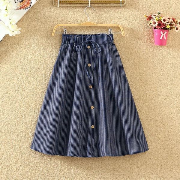 skirts denim skirt women's a-line stripes knee-length young style lace-up button front pleated long, Black
skirts denim skirt women's a-line stripes knee-length young style lace-up button front pleated long, Black