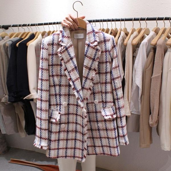 women clothes autumn korean the loose thin plaid small suit jacket female long section casual tide women's suits & blazers, White;black
women clothes autumn korean the loose thin plaid small suit jacket female long section casual tide women's suits & blazers, White;black
