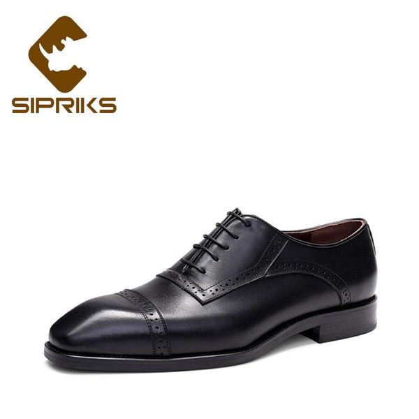 dress shoes sipriks luxury mens leather black brogues italy custom blake welted elegant carved oxfords cap toe 44