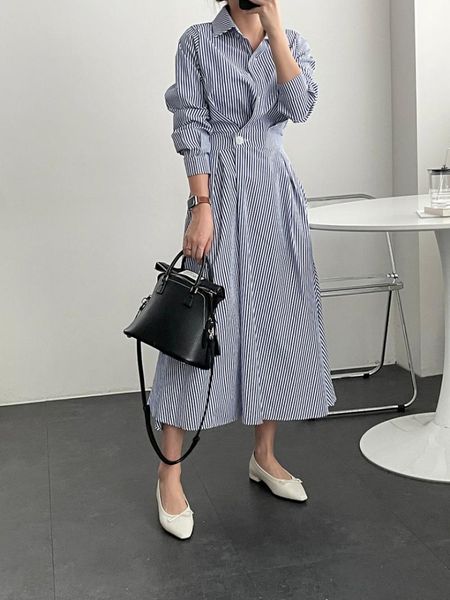 casual dresses superaen autumn single button waist long striped turn down collar a line mid calf shirt dress for women, Black;gray
casual dresses superaen autumn single button waist long striped turn down collar a line mid calf shirt dress for women, Black;gray