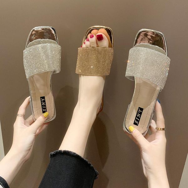 shoes woman's slippers glitter slides fashion med square heel 2021 jelly summer luxury soft block hoof heels pu crystal rubber, Black
shoes woman's slippers glitter slides fashion med square heel 2021 jelly summer luxury soft block hoof heels pu crystal rubber, Black