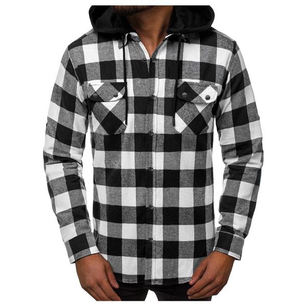 men's casual shirts men's plaid shirt long sleeve double pocket botton running khop removable hooded blouse oversize autumn winter, White;black
men's casual shirts men's plaid shirt long sleeve double pocket botton running khop removable hooded blouse oversize autumn winter, White;black