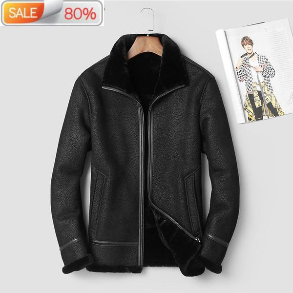 men's leather & faux 2021 genuine jacket men winter sheepskin coat 100% wool lining vintage jackets 911-1 b23000, Black
men's leather & faux 2021 genuine jacket men winter sheepskin coat 100% wool lining vintage jackets 911-1 b23000, Black
