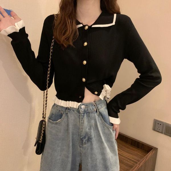 women's knits & tees rimocy korean pearl single breasted cardigan for women 2021 turn down collar ruffles crop woman loose knitting sw, White
women's knits & tees rimocy korean pearl single breasted cardigan for women 2021 turn down collar ruffles crop woman loose knitting sw, White