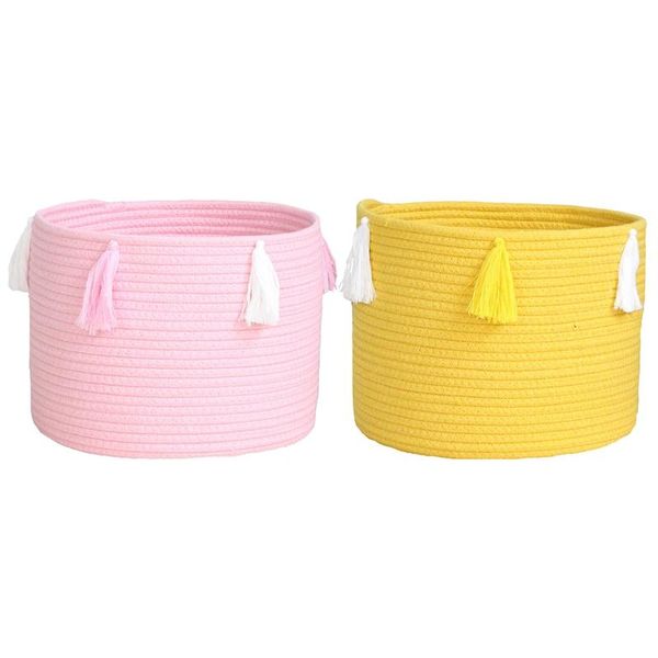 storage baskets 2 pcs macrame decorative cotton rope basket boho cute woven tassel closet bins organizer, pink & yellow
storage baskets 2 pcs macrame decorative cotton rope basket boho cute woven tassel closet bins organizer, pink & yellow