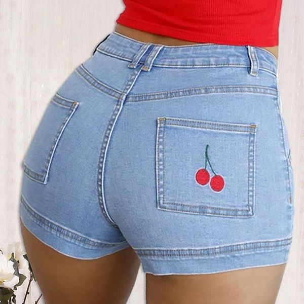 women's shorts short jeans women summer cherry prints denim pockets wash pants, White;black
women's shorts short jeans women summer cherry prints denim pockets wash pants, White;black