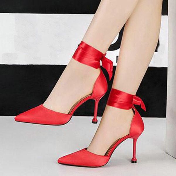 dress shoes women high heels sandals thin heel lace-up wedding quality bow-knot pumps 9cm pb-61, Black
dress shoes women high heels sandals thin heel lace-up wedding quality bow-knot pumps 9cm pb-61, Black