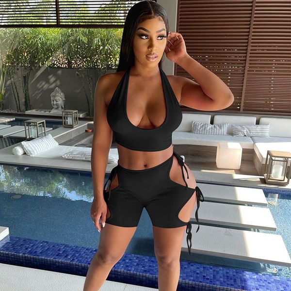 two piece set women clothing sets summer shorts halter crop lace up hollow out biker shorts 2 piece set club outfits, Gray
two piece set women clothing sets summer shorts halter crop lace up hollow out biker shorts 2 piece set club outfits, Gray