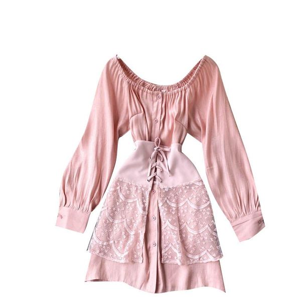 women's blouses & shirts autumn elegant fashion one-neck chiffontwo-piece dress, White
women's blouses & shirts autumn elegant fashion one-neck chiffontwo-piece dress, White