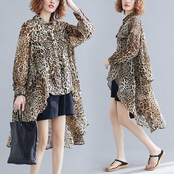 women's blouses & shirts plus size elegant summer women long sleeve leopard print ruffle chiffon blouse high low camicetta ak, White
women's blouses & shirts plus size elegant summer women long sleeve leopard print ruffle chiffon blouse high low camicetta ak, White