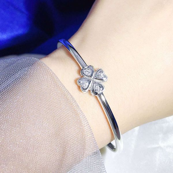 korean version solid tube clover women's full silver 999 bracelet silver jewelry, Black
korean version solid tube clover women's full silver 999 bracelet silver jewelry, Black