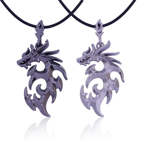 chinese style punk fashion black leather rope chain men's flame dragon alloy pendant necklace banquet jewelry accessories necklaces, Silver
chinese style punk fashion black leather rope chain men's flame dragon alloy pendant necklace banquet jewelry accessories necklaces, Silver