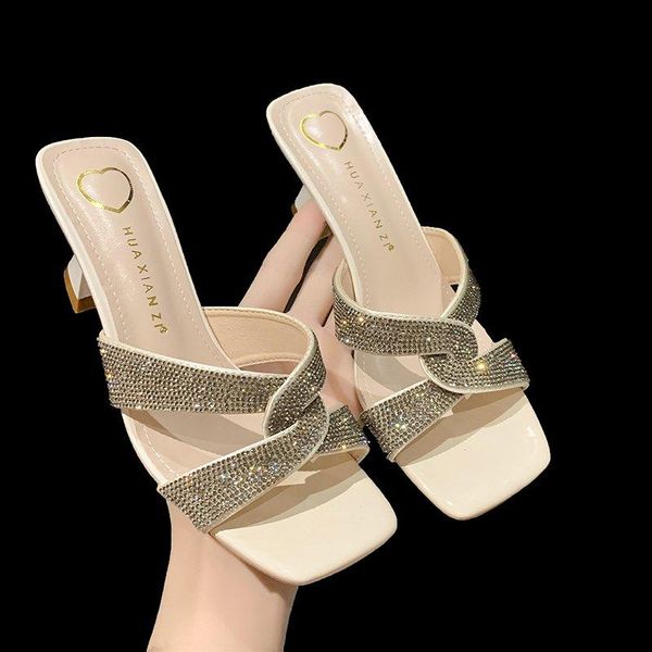 ladies slippers sandals and square head stiletto summer outdoor beach women woman shoes, Black
ladies slippers sandals and square head stiletto summer outdoor beach women woman shoes, Black