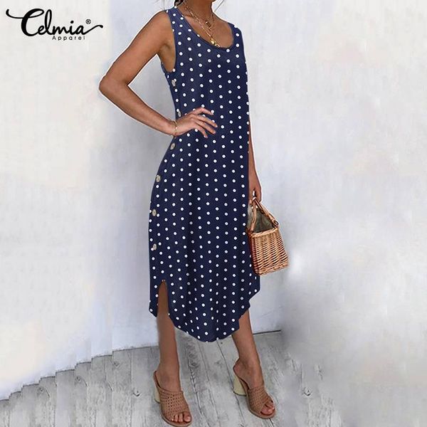 casual dresses 2021 women fashion round neck irregular dress polka dot sleeveless celmia summer hem long loose holiday a line vestidos, Black;gray
casual dresses 2021 women fashion round neck irregular dress polka dot sleeveless celmia summer hem long loose holiday a line vestidos, Black;gray