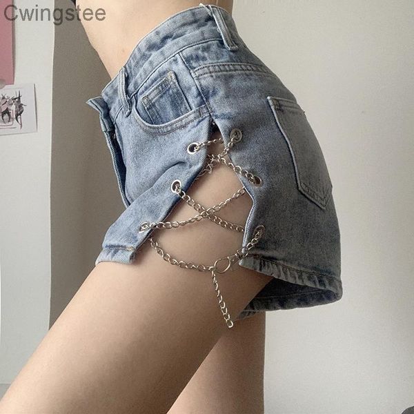 women's shorts metal chains lace-up jeans streetwear summer wide leg korean sportswear femme, White;black
women's shorts metal chains lace-up jeans streetwear summer wide leg korean sportswear femme, White;black