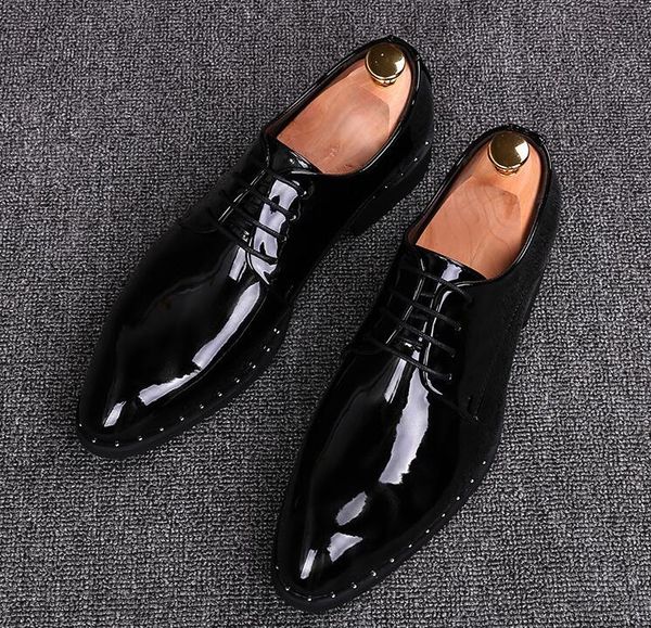 dress shoes pointed formal oxford rivet for men luxury designer glitter gentleman wedding prom shoe sapato social masculino, Black
dress shoes pointed formal oxford rivet for men luxury designer glitter gentleman wedding prom shoe sapato social masculino, Black