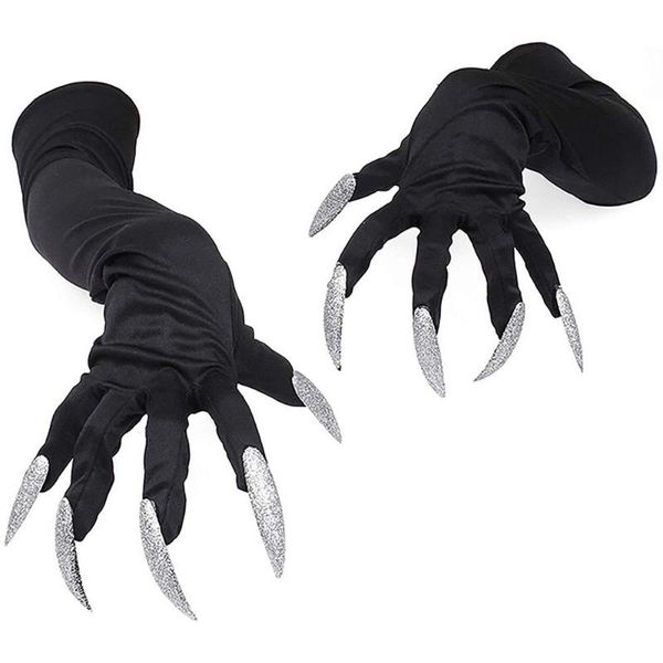 five fingers gloves halloween long nails women funny festival witch cosplay black silver mitten tools, Blue;gray
five fingers gloves halloween long nails women funny festival witch cosplay black silver mitten tools, Blue;gray
