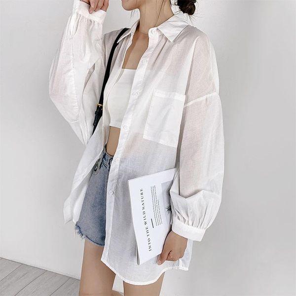 women's blouses & shirts long white oversize sleeve summer fashion casual collar sun protection women chemise clothing db60sh
women's blouses & shirts long white oversize sleeve summer fashion casual collar sun protection women chemise clothing db60sh