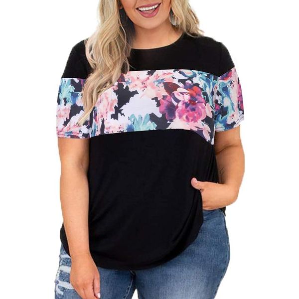 plus size t-shirt women's short sleeve floral printed v-neck tee casual loose women clothing all-match ladies t shirt, Black
plus size t-shirt women's short sleeve floral printed v-neck tee casual loose women clothing all-match ladies t shirt, Black