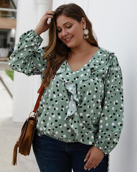 women's blouses & shirts 2021 womens plus size big yards elegant dot ruffles blusas women blouse large clothes, White
women's blouses & shirts 2021 womens plus size big yards elegant dot ruffles blusas women blouse large clothes, White