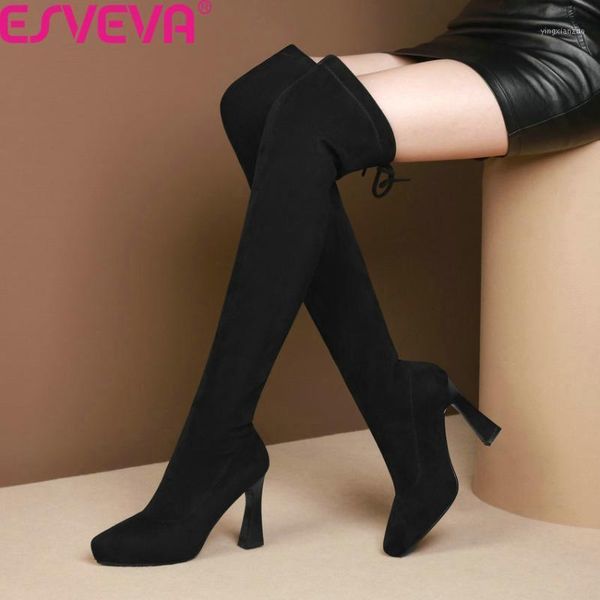 boots esveva 2021 stretch flock lace up elegant knee high fashion hoof heel pointed toe warm fur winter women shoes size 34-391, Black
boots esveva 2021 stretch flock lace up elegant knee high fashion hoof heel pointed toe warm fur winter women shoes size 34-391, Black