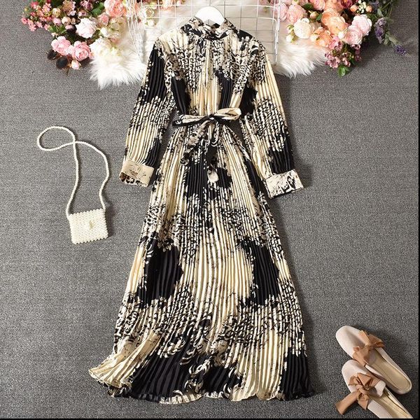 vintage long full sleeve women dresses spring fall loose a line printed leopard pleated elegant robe y1470, Black;gray
vintage long full sleeve women dresses spring fall loose a line printed leopard pleated elegant robe y1470, Black;gray