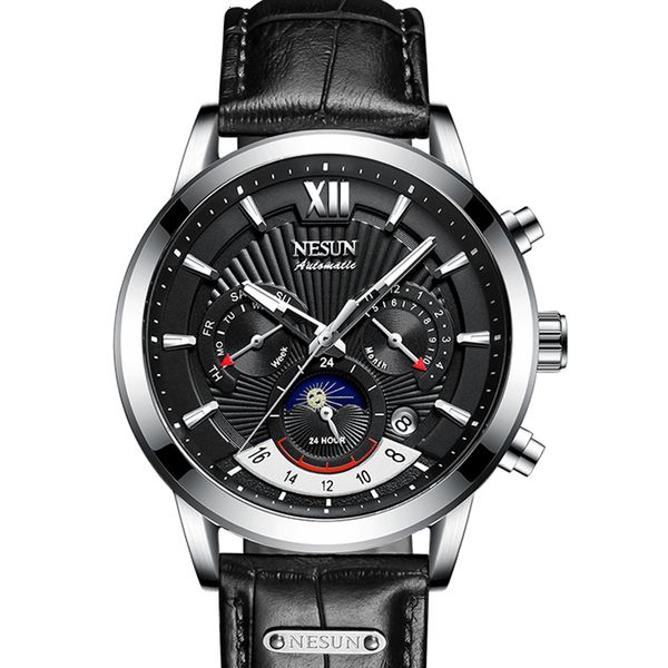 switzerland nesun luxury mark automatic mechanical men watches sapphire moon phase watertight multifunctional dial n9025, Slivery;brown
switzerland nesun luxury mark automatic mechanical men watches sapphire moon phase watertight multifunctional dial n9025, Slivery;brown
