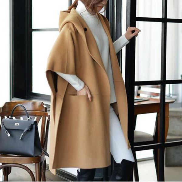 women's wool & blends wsyore plus size loose hooded jacket autumn and winter women bat sleeve coat europeancloak woolen ns1287, Black
women's wool & blends wsyore plus size loose hooded jacket autumn and winter women bat sleeve coat europeancloak woolen ns1287, Black